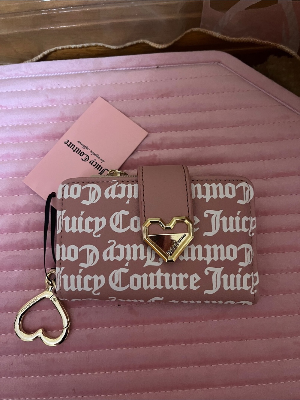 Juicy Couture Pink Logo Heart Charm Wallet